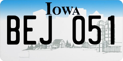 IA license plate BEJ051