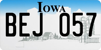 IA license plate BEJ057