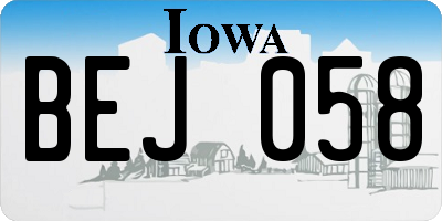 IA license plate BEJ058