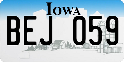 IA license plate BEJ059