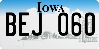 IA license plate BEJ060