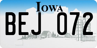 IA license plate BEJ072