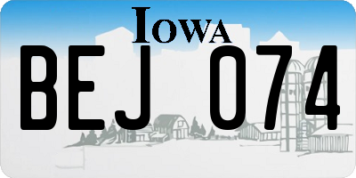 IA license plate BEJ074