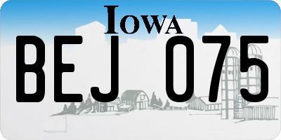 IA license plate BEJ075