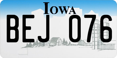 IA license plate BEJ076