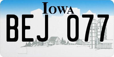 IA license plate BEJ077