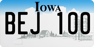 IA license plate BEJ100