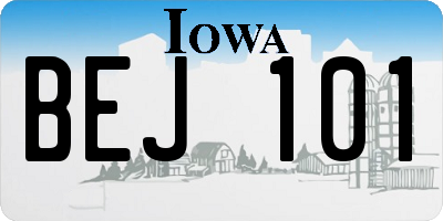 IA license plate BEJ101