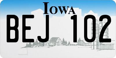 IA license plate BEJ102