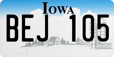 IA license plate BEJ105