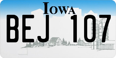 IA license plate BEJ107