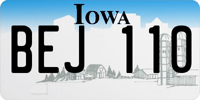 IA license plate BEJ110