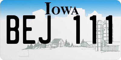 IA license plate BEJ111