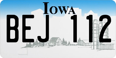 IA license plate BEJ112