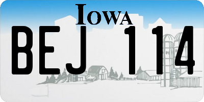 IA license plate BEJ114