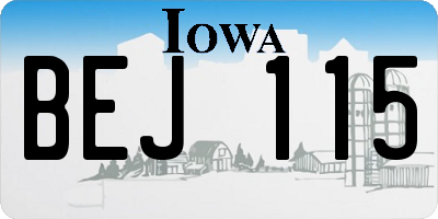 IA license plate BEJ115