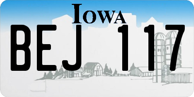 IA license plate BEJ117
