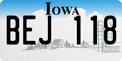 IA license plate BEJ118