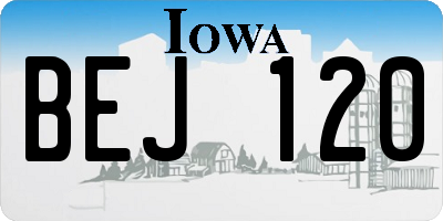 IA license plate BEJ120