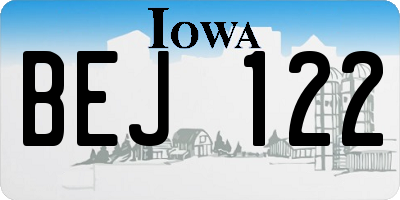 IA license plate BEJ122