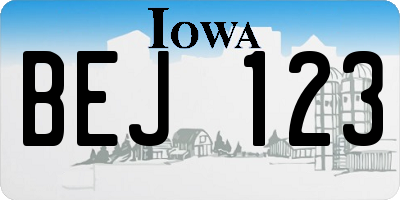 IA license plate BEJ123
