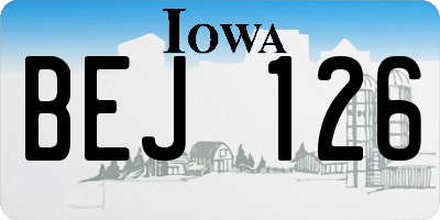 IA license plate BEJ126