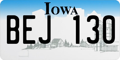 IA license plate BEJ130
