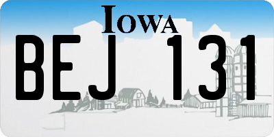 IA license plate BEJ131