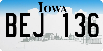 IA license plate BEJ136