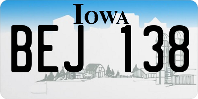 IA license plate BEJ138