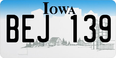 IA license plate BEJ139