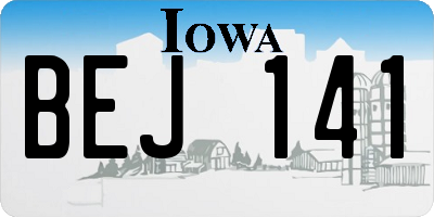 IA license plate BEJ141
