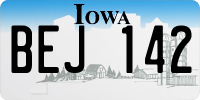 IA license plate BEJ142