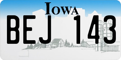 IA license plate BEJ143