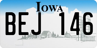 IA license plate BEJ146