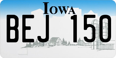IA license plate BEJ150