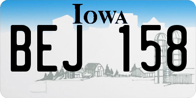 IA license plate BEJ158
