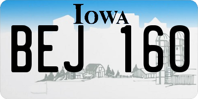 IA license plate BEJ160