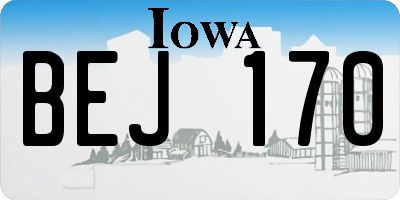 IA license plate BEJ170