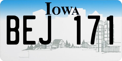IA license plate BEJ171