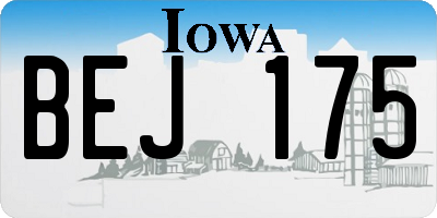 IA license plate BEJ175