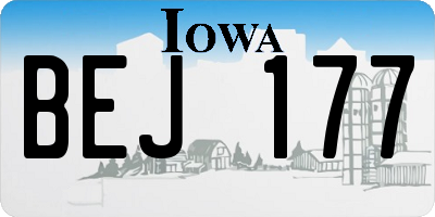 IA license plate BEJ177