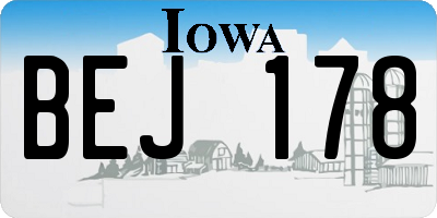 IA license plate BEJ178