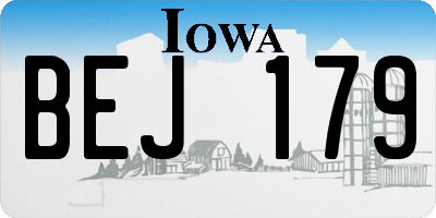 IA license plate BEJ179