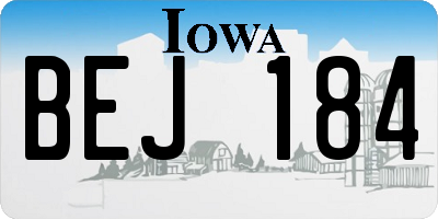 IA license plate BEJ184