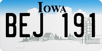 IA license plate BEJ191