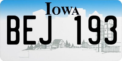 IA license plate BEJ193