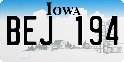 IA license plate BEJ194