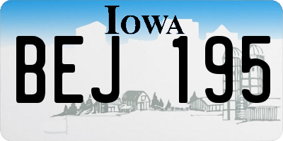 IA license plate BEJ195
