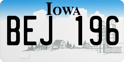 IA license plate BEJ196